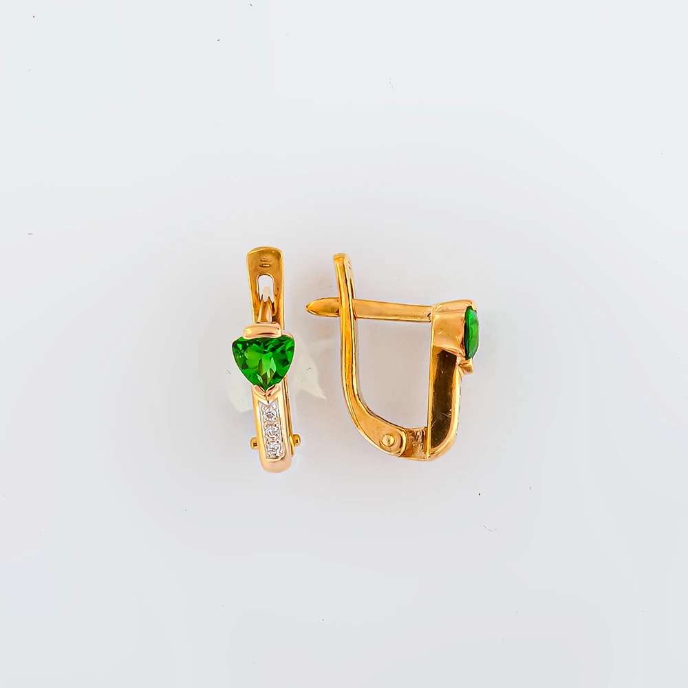 Серьги с ситаллом из желтого золота 585 пробы
