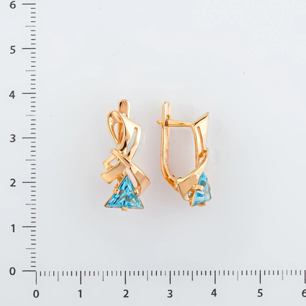 Серьги с топазом из красного золота 585 пробы