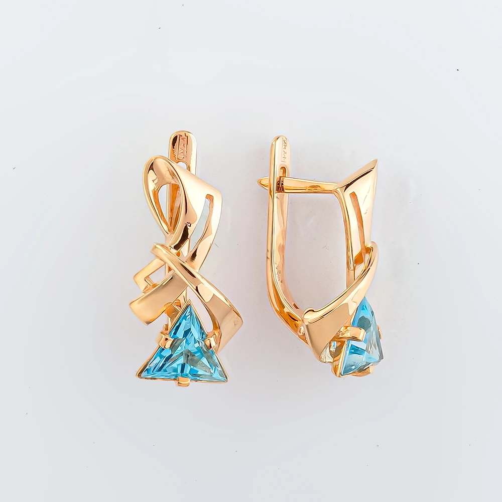 Серьги с топазом из красного золота 585 пробы