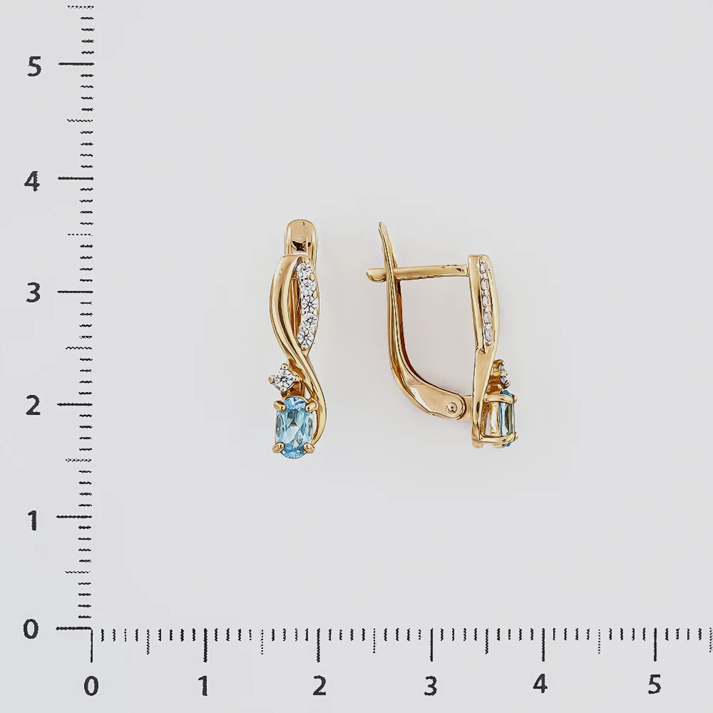 Серьги с топазом из красного золота 585 пробы