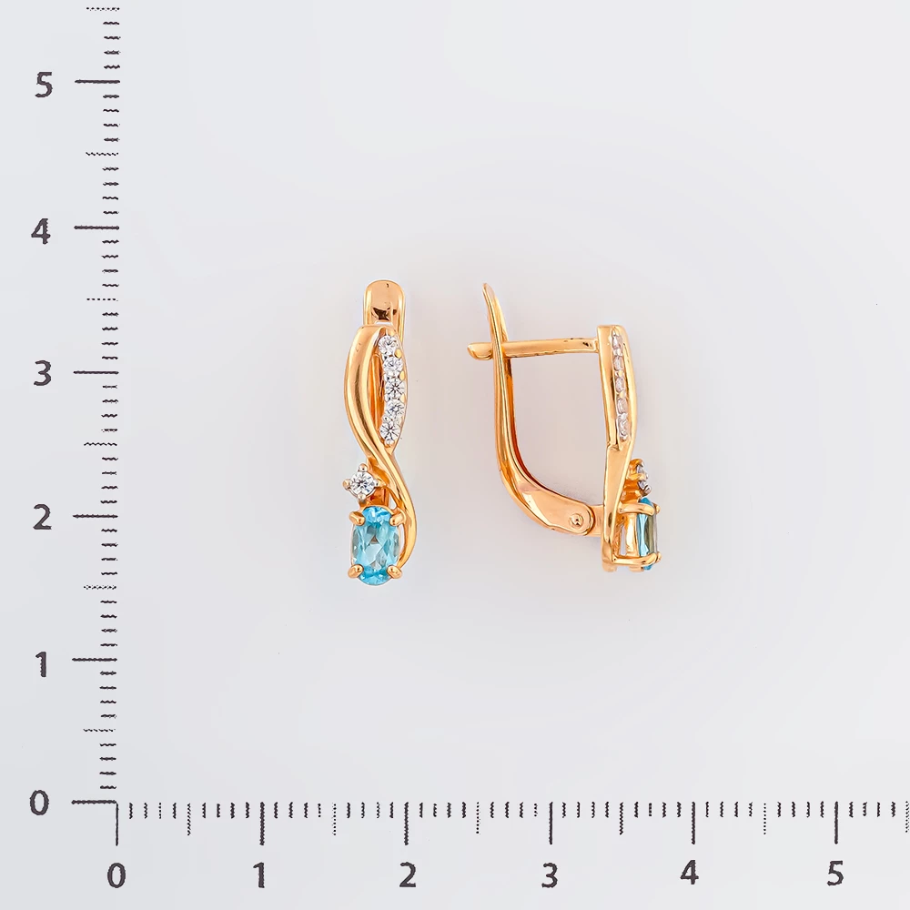 Серьги с топазом из красного золота 585 пробы