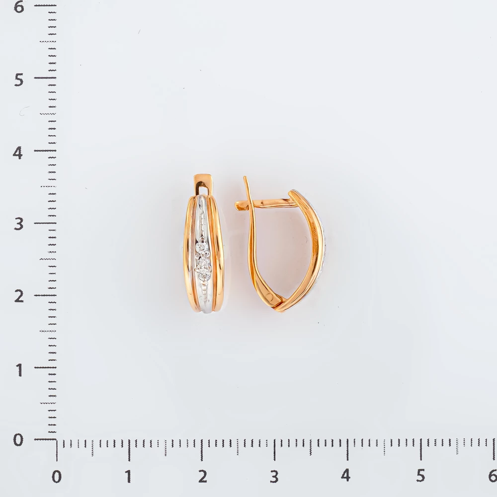 Серьги с фианитом из красного золота 585 пробы