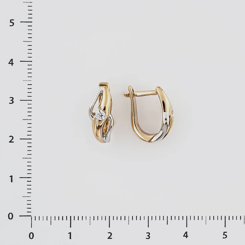 Серьги с фианитом из красного золота 585 пробы