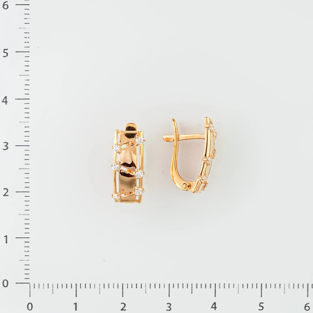 Серьги с фианитом из красного золота 585 пробы