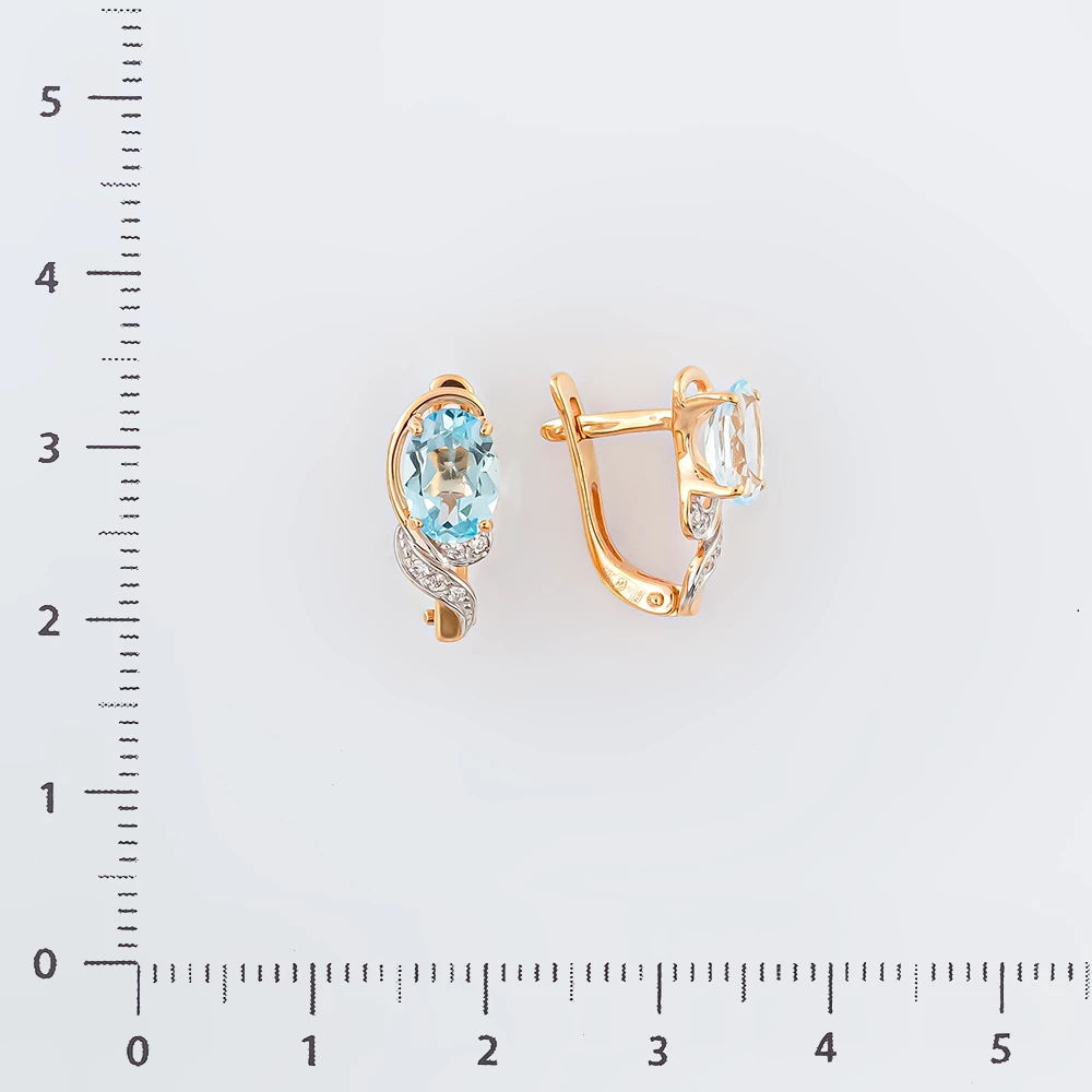 Серьги с топазом из красного золота 585 пробы