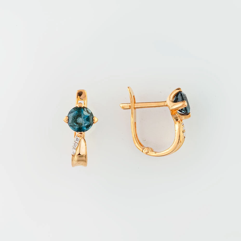 Серьги с топазом лондон из красного золота 585 пробы