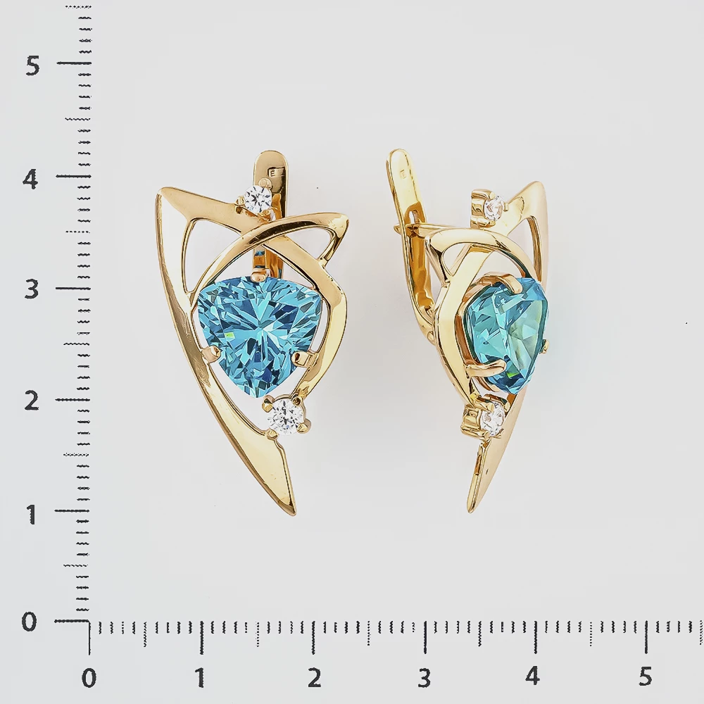 Серьги с ситаллом из красного золота 585 пробы