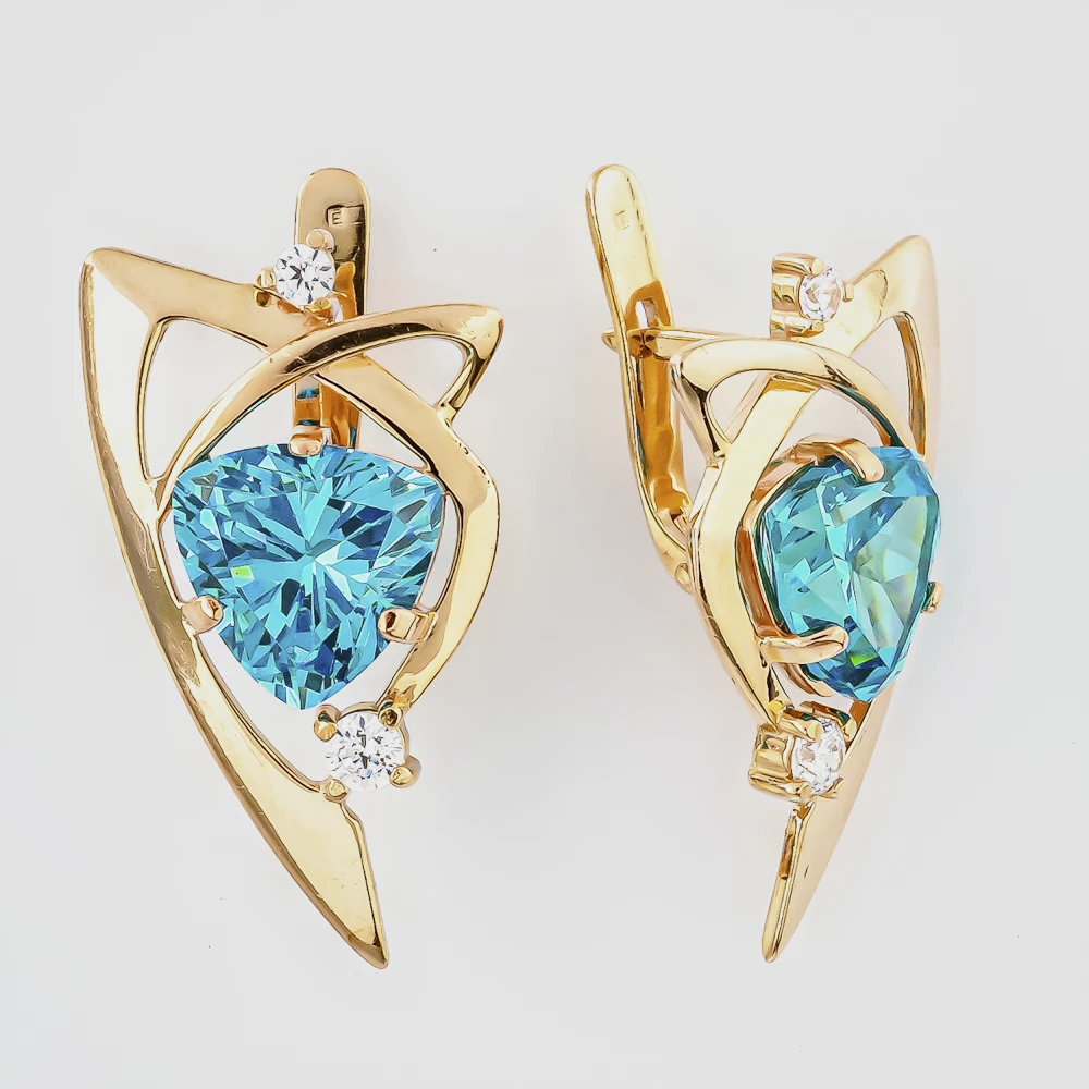 Серьги с ситаллом из красного золота 585 пробы