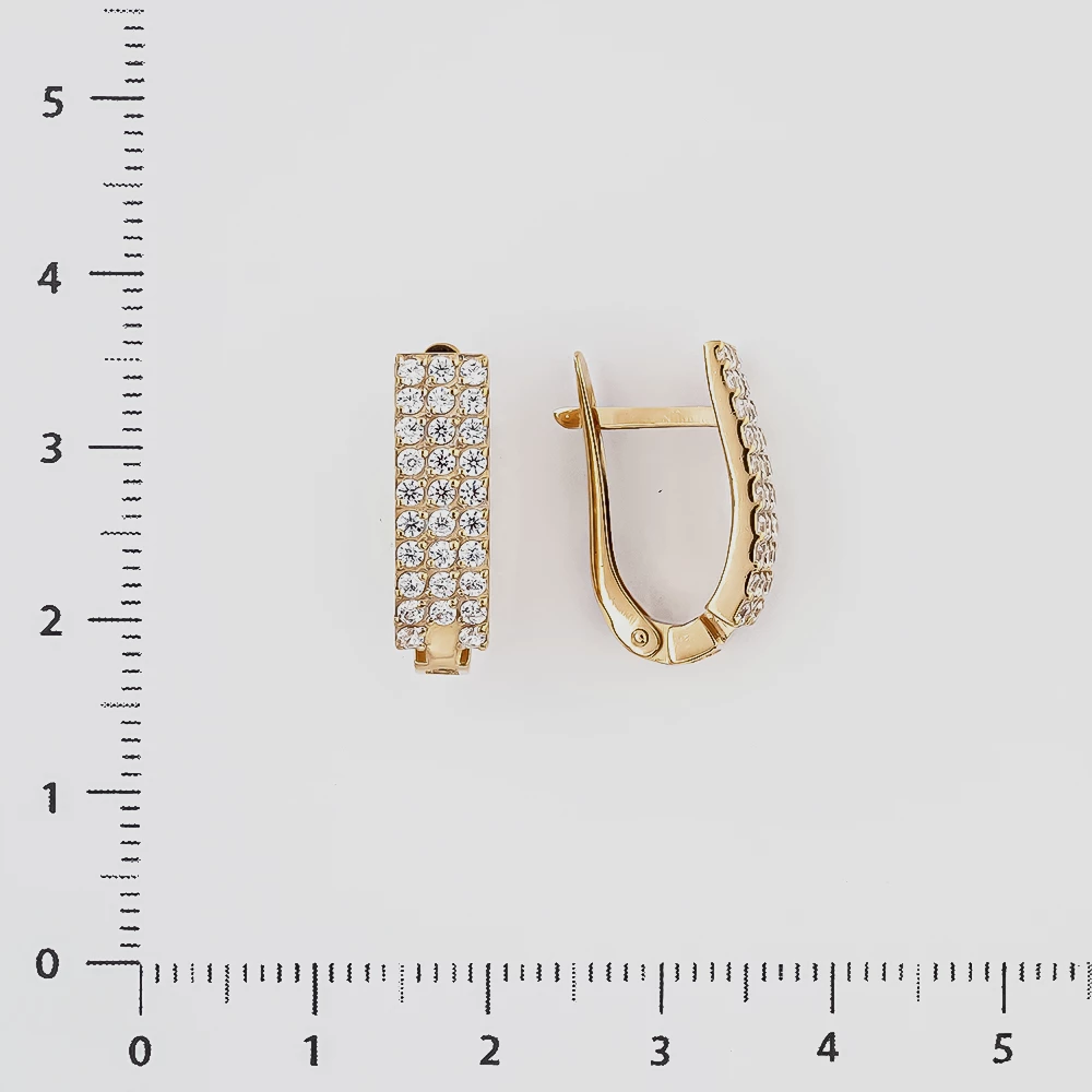 Серьги с фианитом из красного золота 585 пробы
