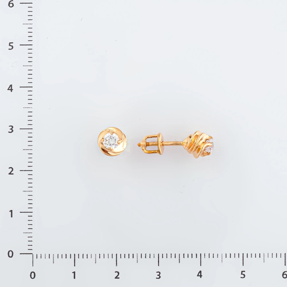 Серьги с фианитом из красного золота 585 пробы