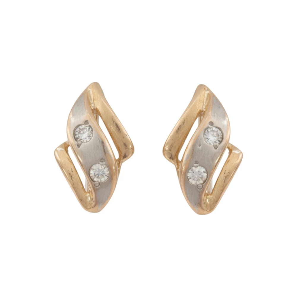 Серьги с фианитом из красного золота 585 пробы