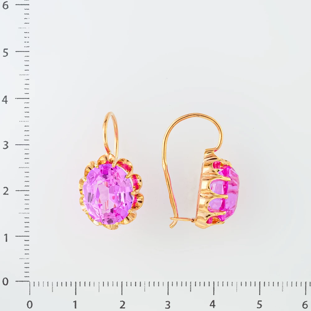 Серьги с фианитом из красного золота 583 пробы