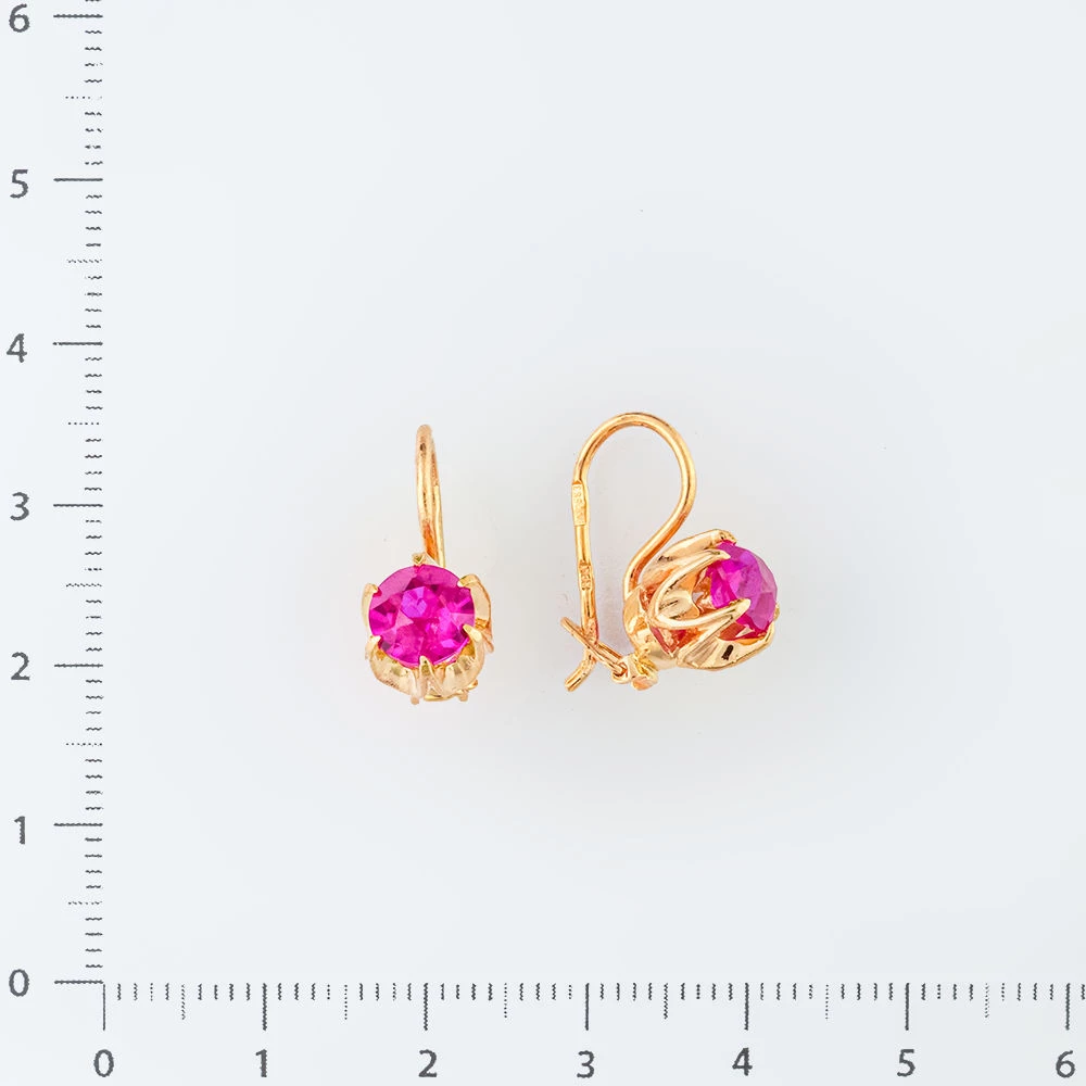 Серьги с фианитом из красного золота 583 пробы