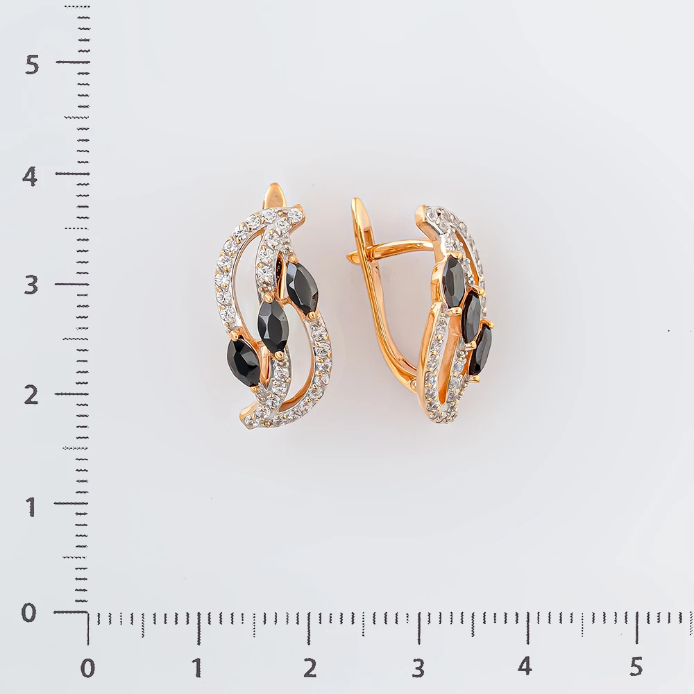 Серьги с агатом из красного золота 585 пробы
