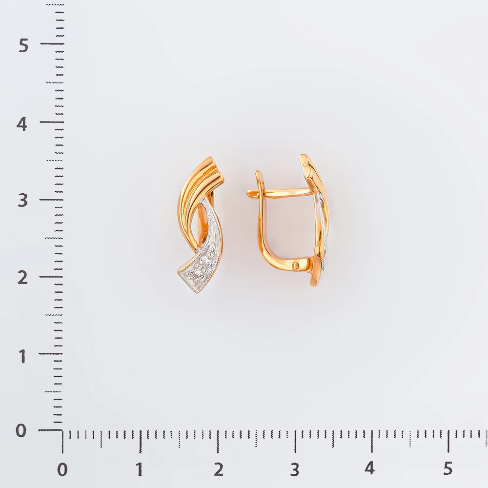 Серьги с фианитом из красного золота 585 пробы
