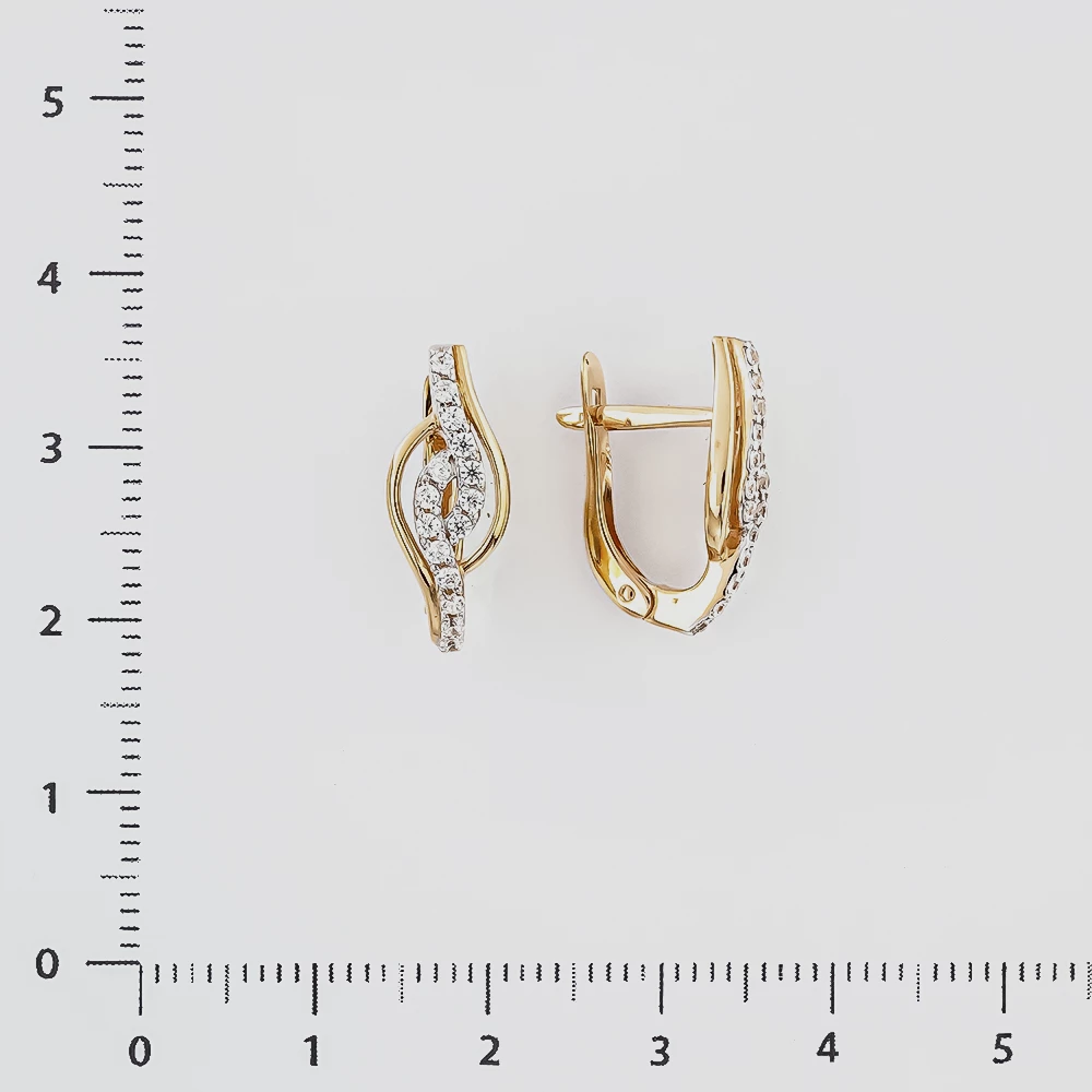 Серьги с фианитом из красного золота 585 пробы