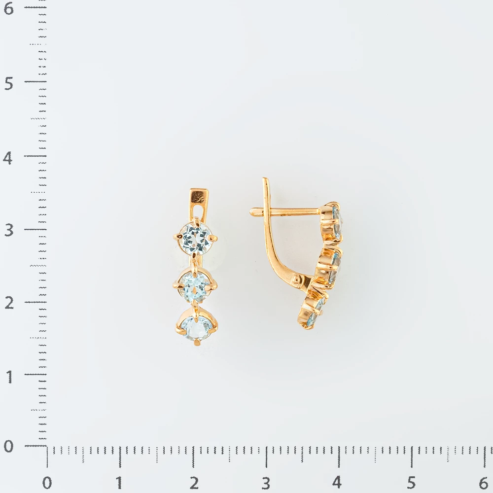 Серьги с топазом из красного золота 585 пробы