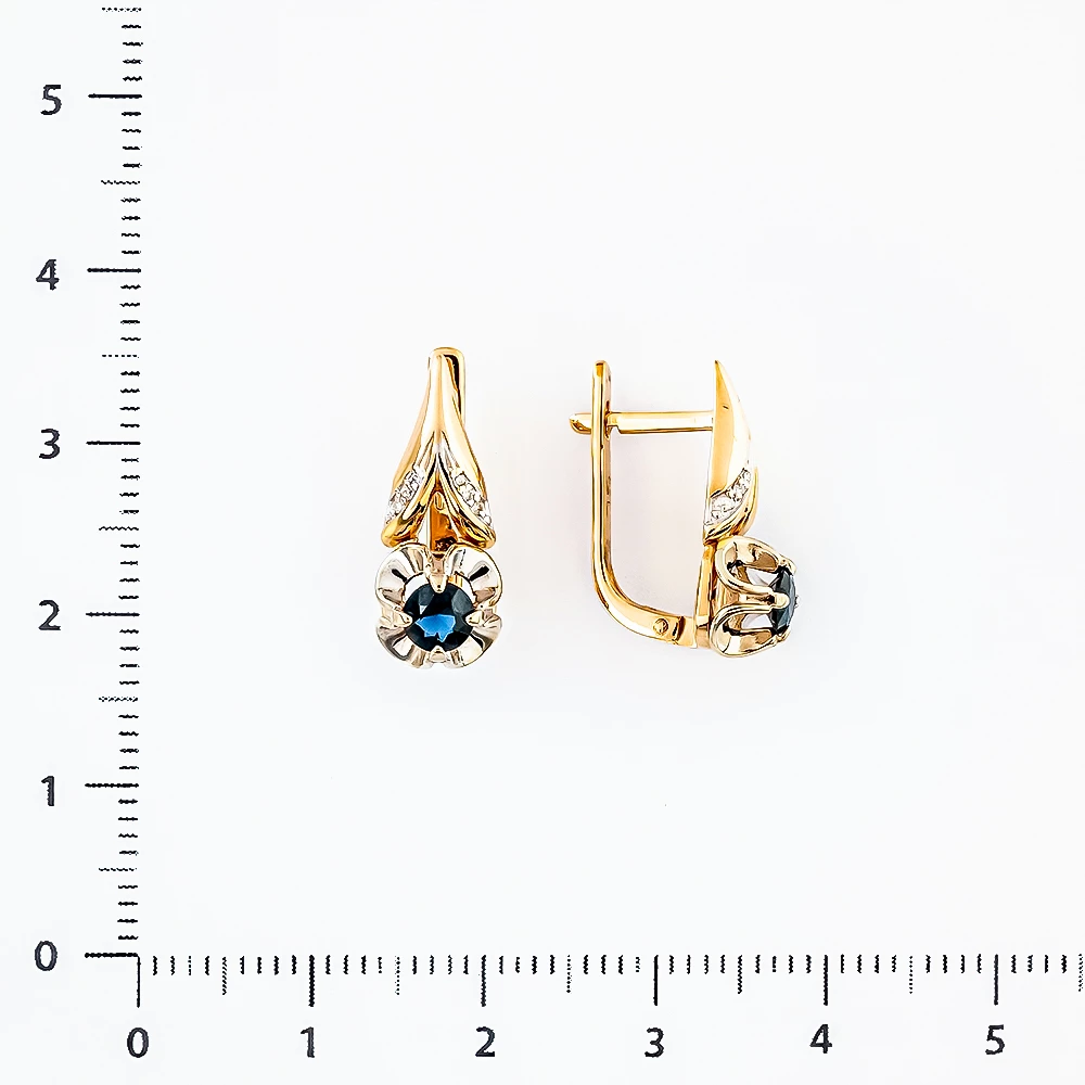 Серьги с сапфиром из красного золота 585 пробы