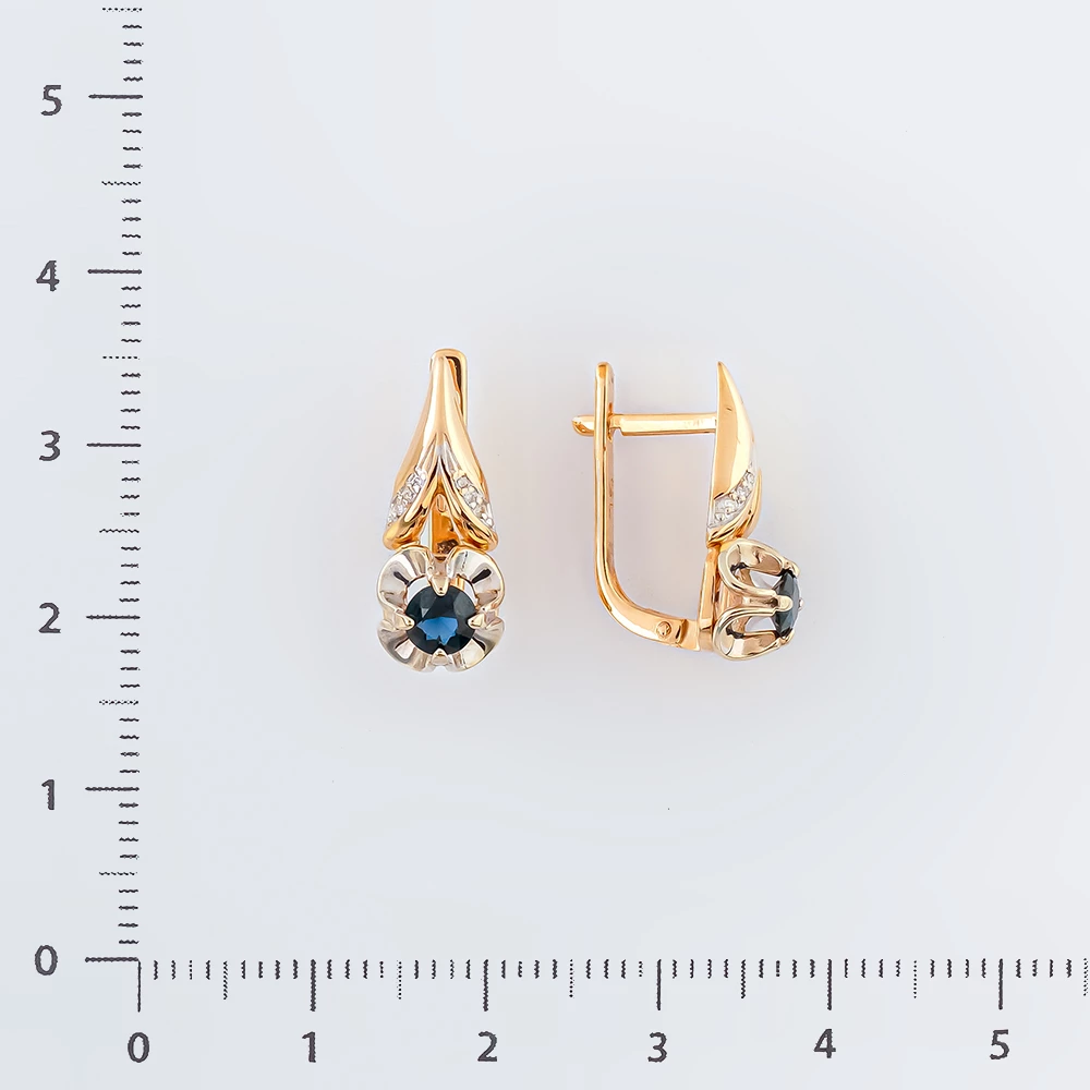 Серьги с сапфиром из красного золота 585 пробы