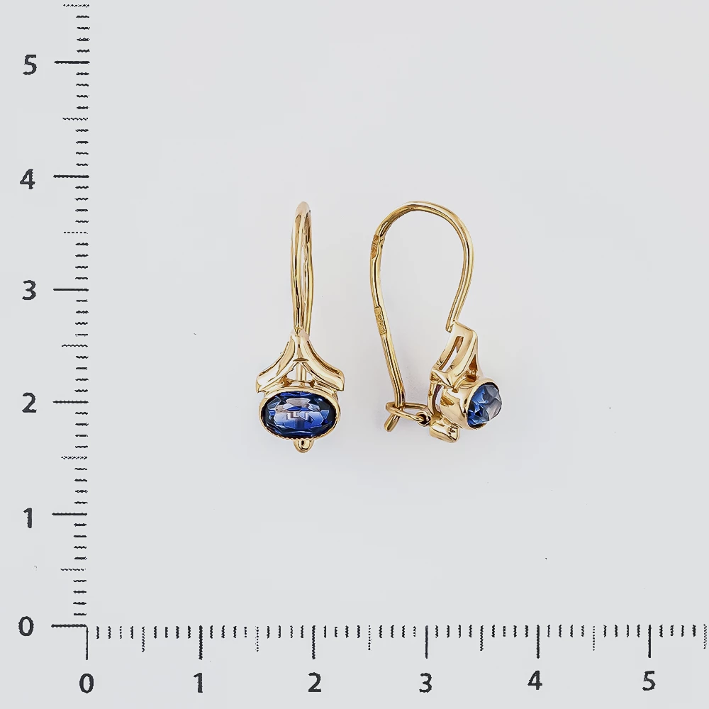 Серьги с фианитом из красного золота 583 пробы