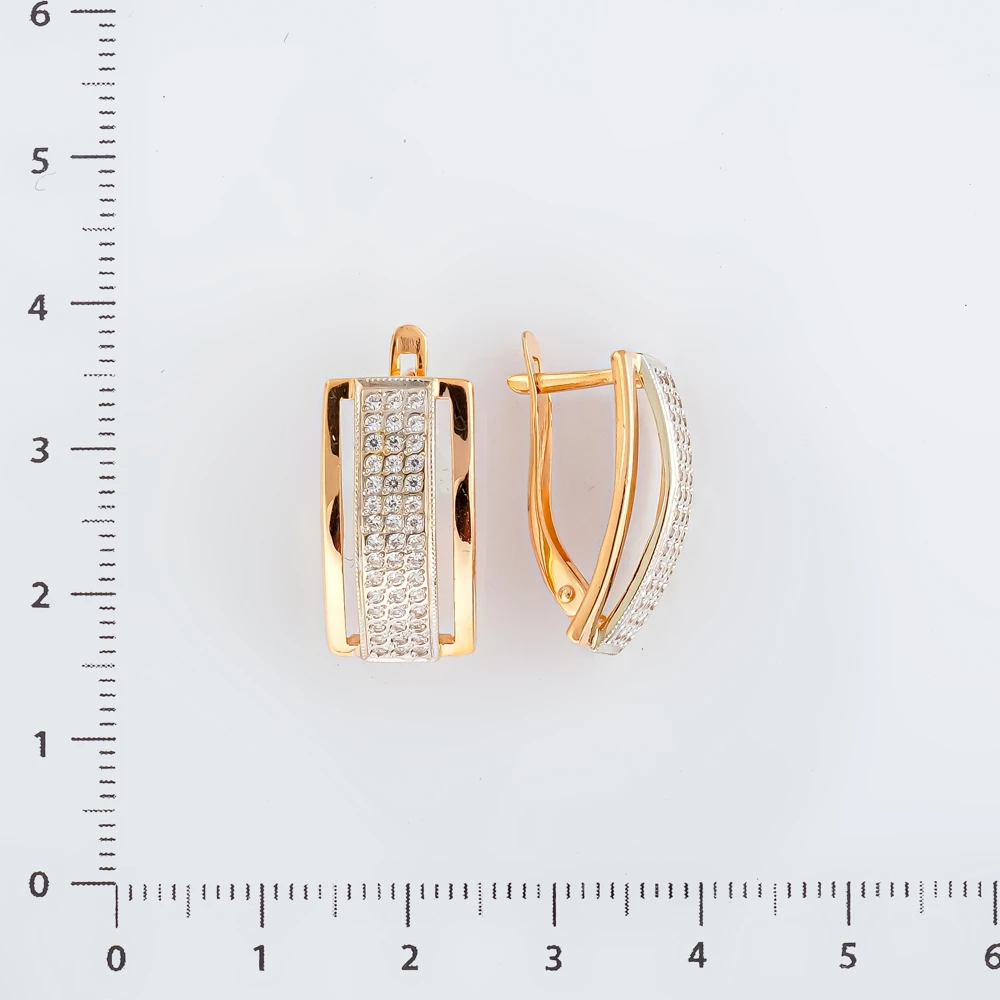 Серьги с фианитом из красного золота 585 пробы