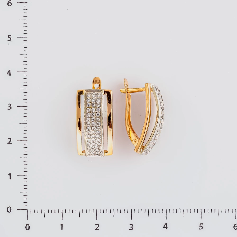 Серьги с фианитом из красного золота 585 пробы