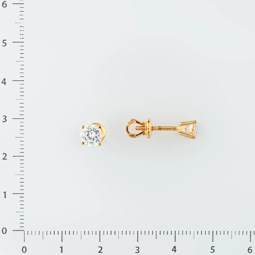 Серьги с фианитом из красного золота 585 пробы