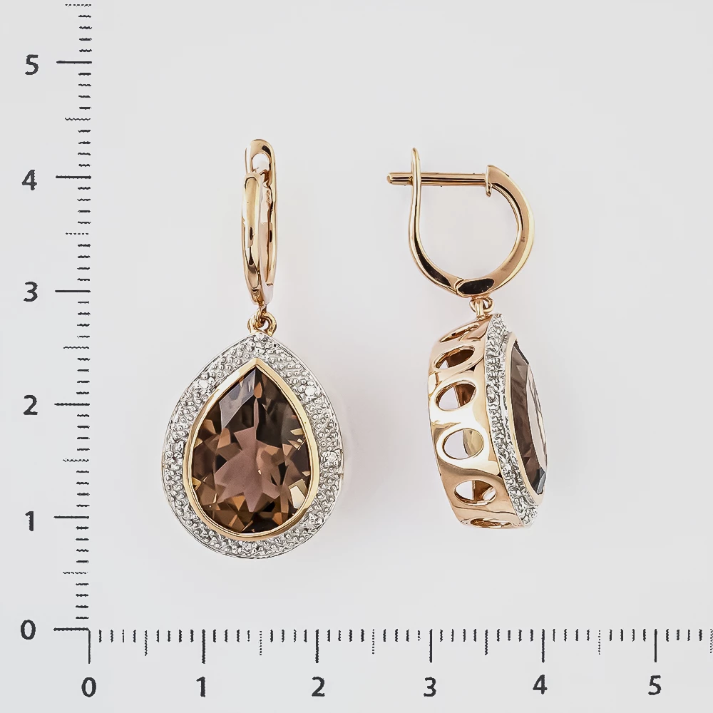 Серьги с кварцем синтетическим из красного золота 585 пробы 2