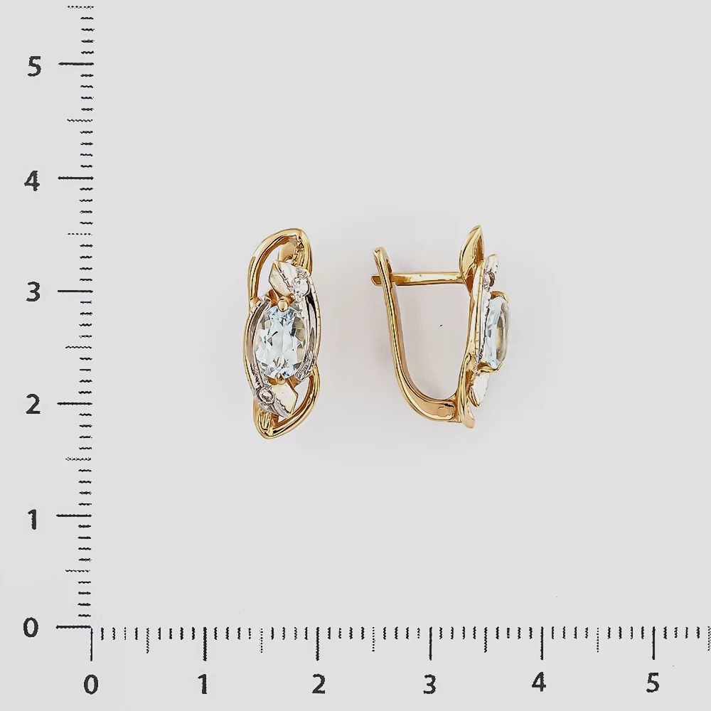 Серьги с топазом из красного золота 585 пробы