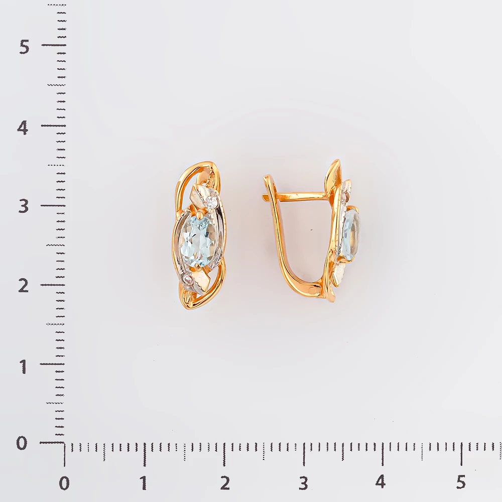 Серьги с топазом из красного золота 585 пробы
