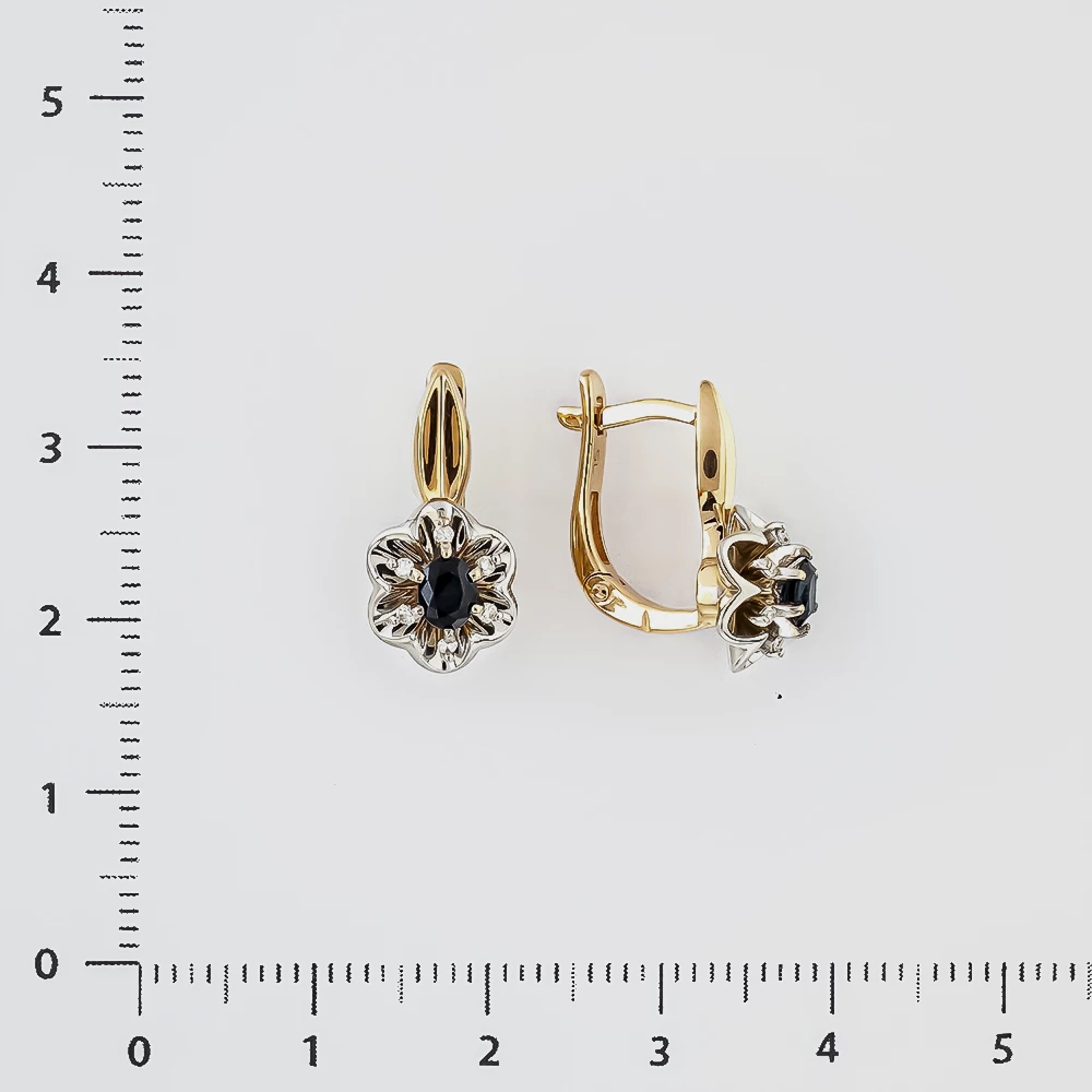 Серьги с сапфиром из красного золота 585 пробы
