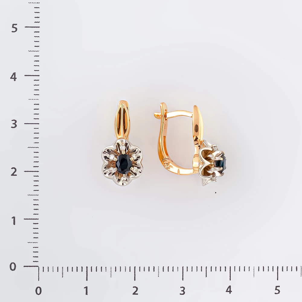 Серьги с сапфиром из красного золота 585 пробы