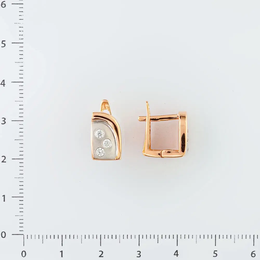 Серьги с фианитом из красного золота 585 пробы 2