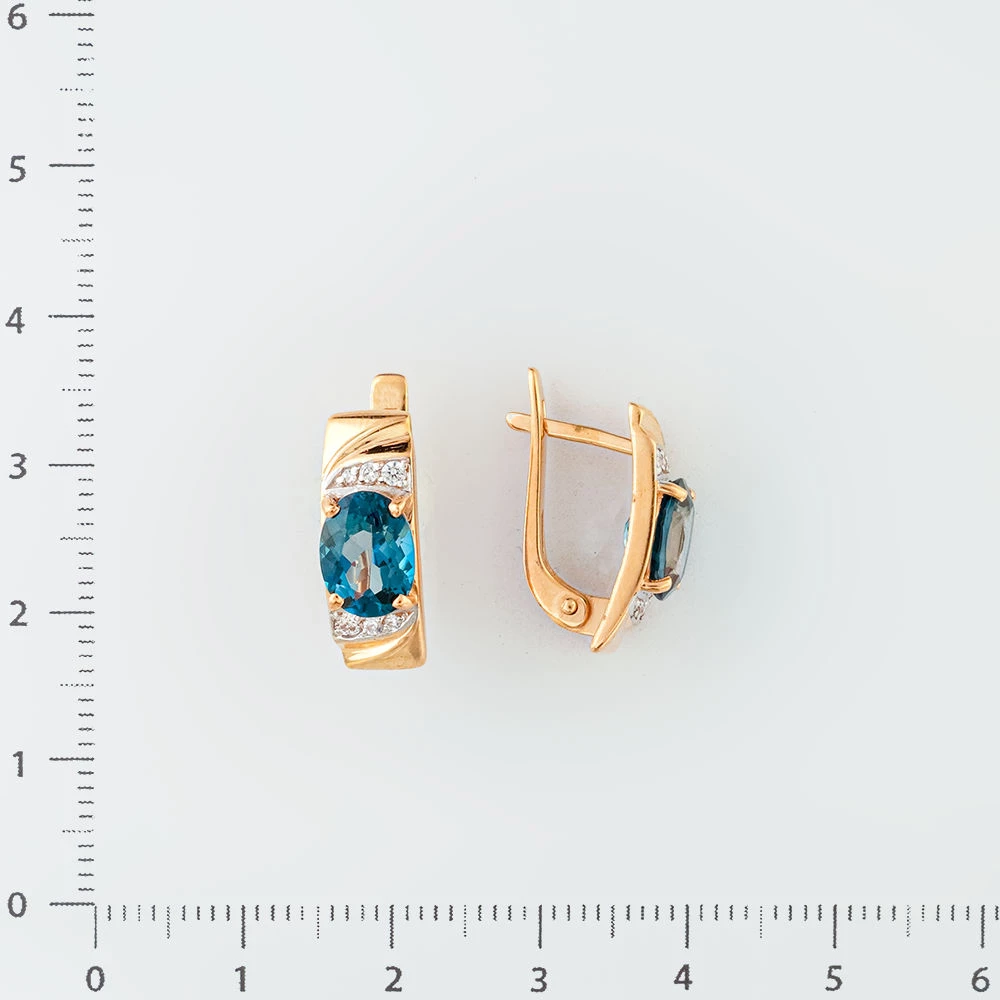 Серьги с топазом лондон из красного золота 585 пробы