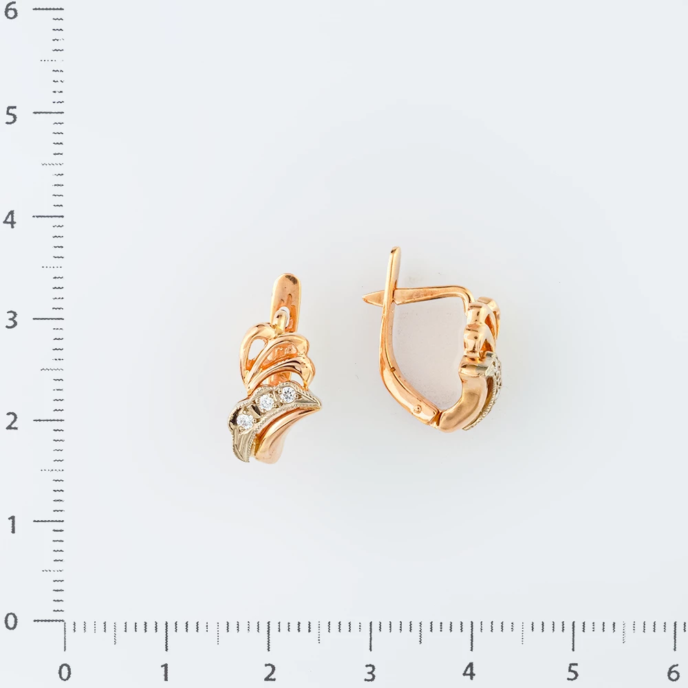 Серьги с бриллиантом из красного золота 585 пробы