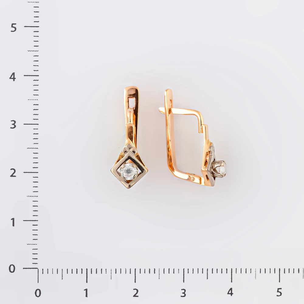Серьги с фианитом из красного золота 583 пробы