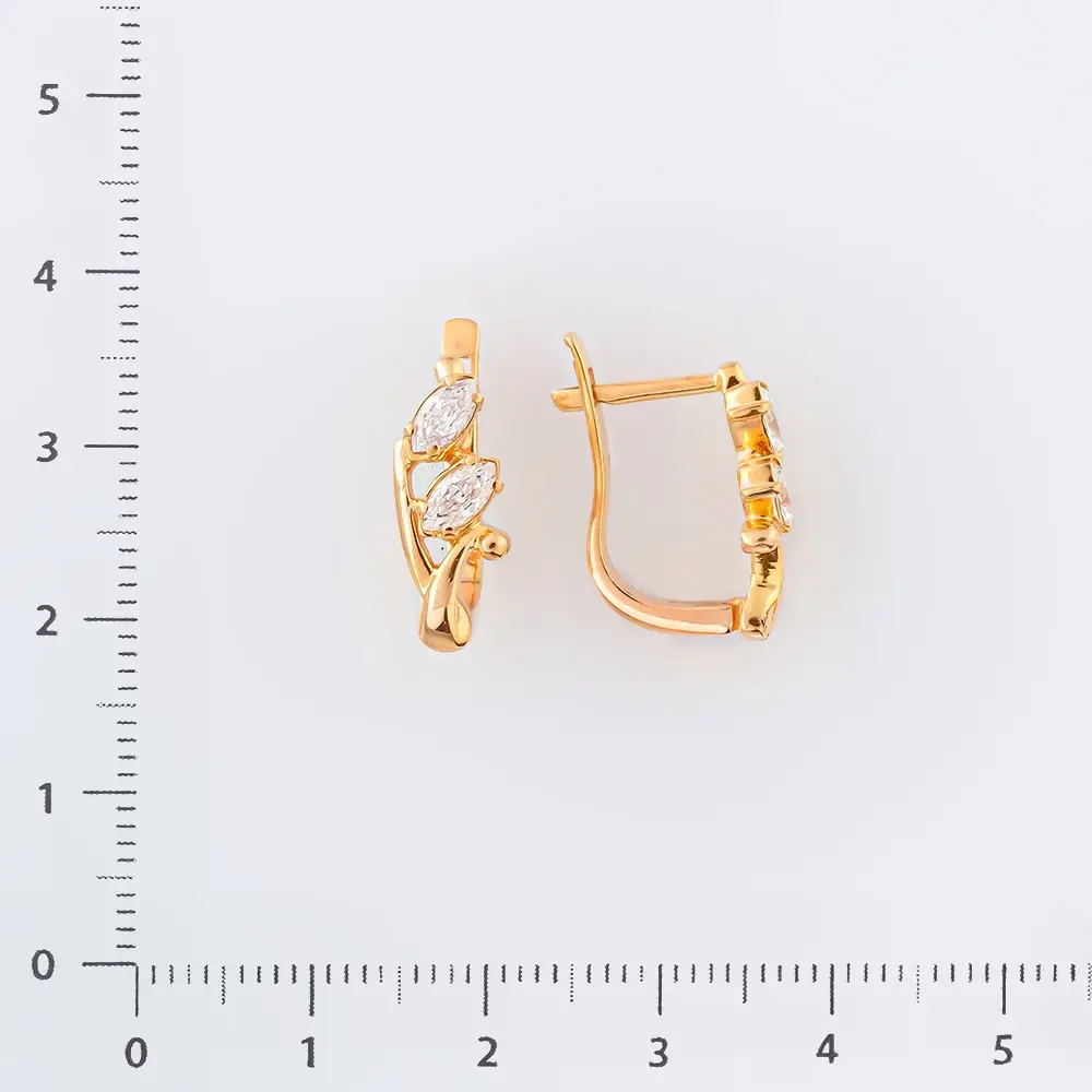 Серьги с фианитом из красного золота 585 пробы 2
