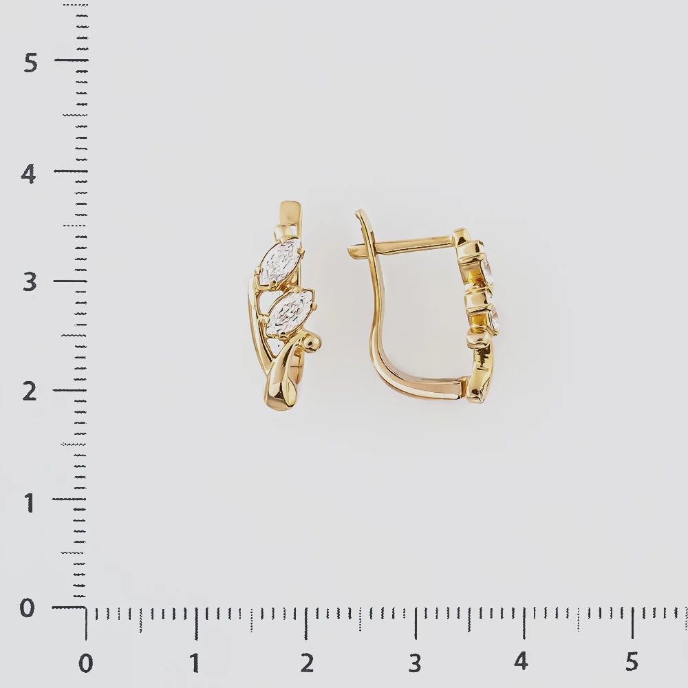 Серьги с фианитом из красного золота 585 пробы