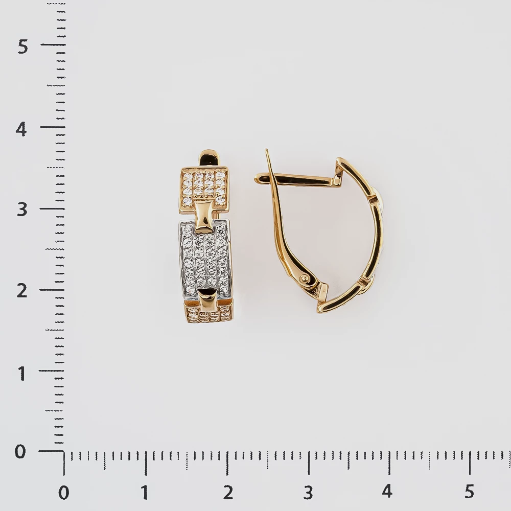 Серьги с фианитом из красного золота 585 пробы