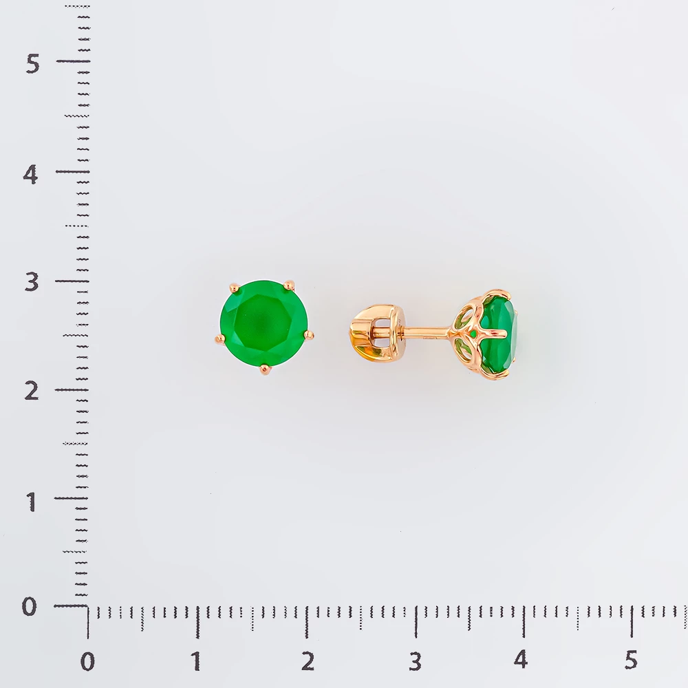 Серьги с агатом из красного золота 585 пробы