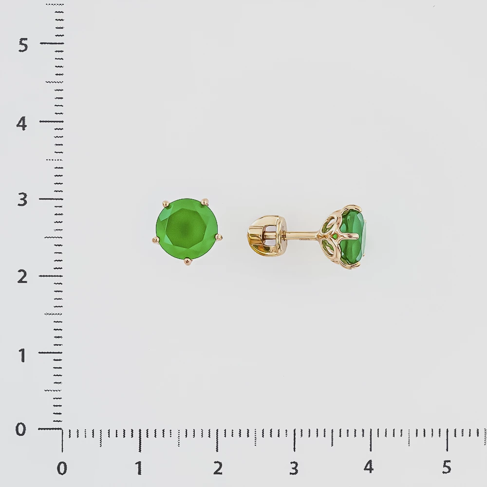 Серьги с агатом из красного золота 585 пробы