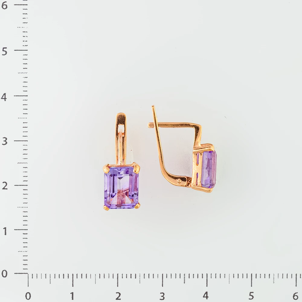 Серьги с ситаллом из красного золота 585 пробы