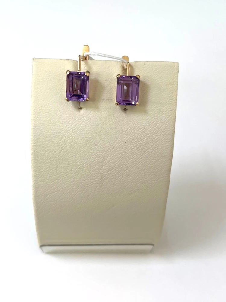 Серьги с ситаллом из красного золота 585 пробы