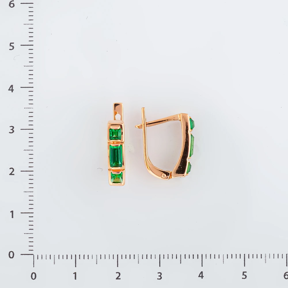 Серьги с фианитом из красного золота 585 пробы