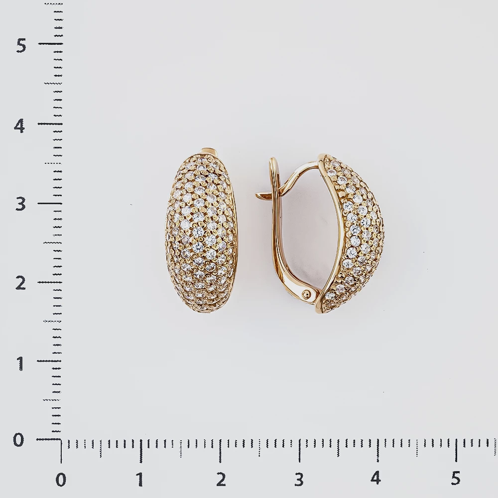 Серьги с фианитом из красного золота 585 пробы