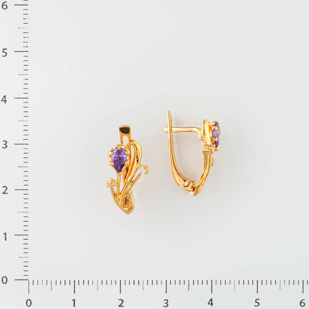 Серьги с ситаллом из красного золота 585 пробы
