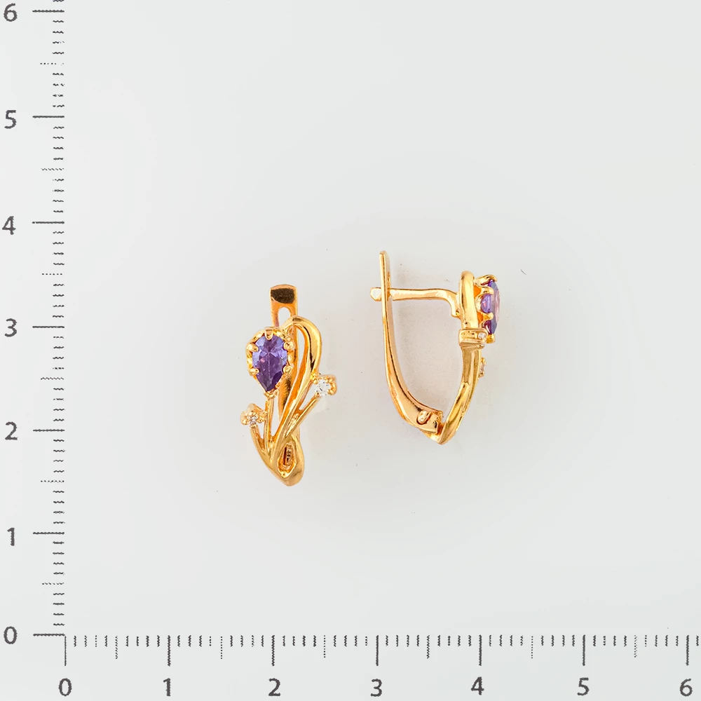 Серьги с ситаллом из красного золота 585 пробы