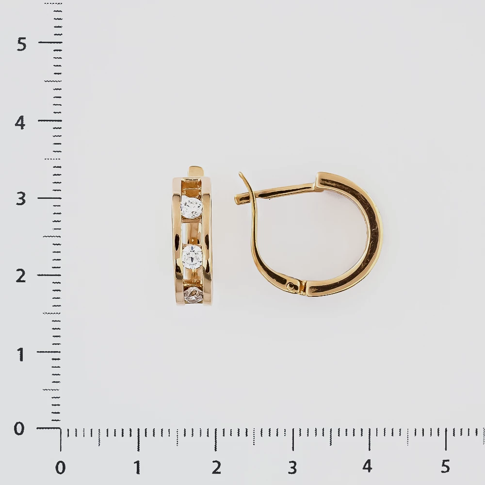 Серьги с фианитом из красного золота 585 пробы