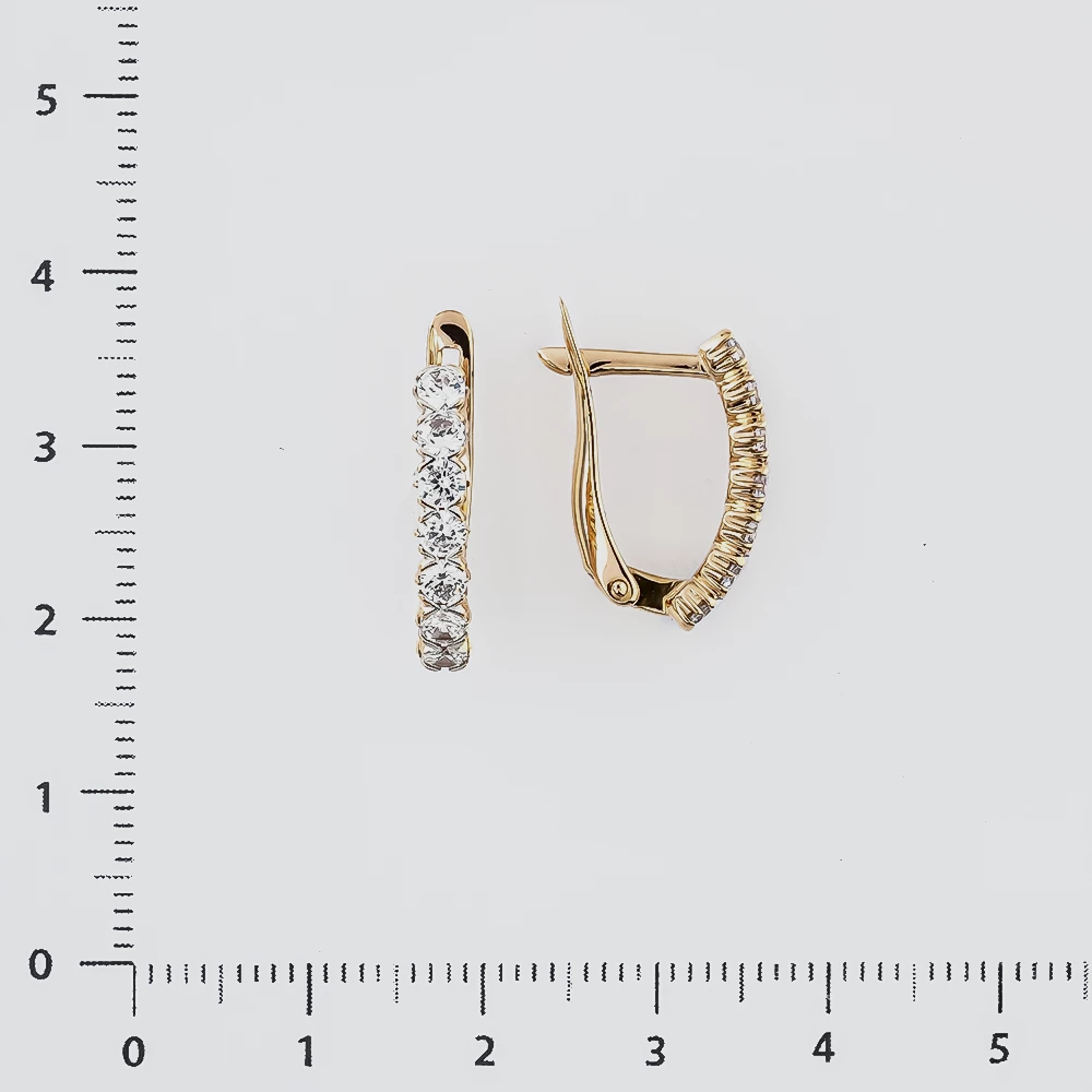 Серьги с фианитом из красного золота 585 пробы