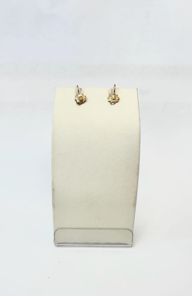 Серьги с фианитом из красного золота 585 пробы